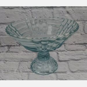 Vintage Jeanette Ice Blue Glass Footed Bowl